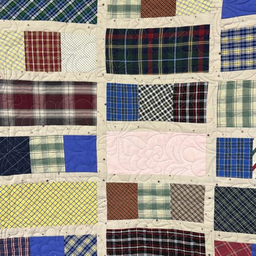 Closeup of Terry's quilt of memories