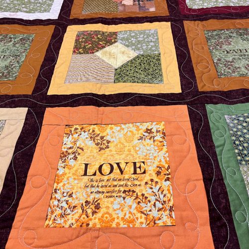 One closeup block of Chery's quilt for Hannah