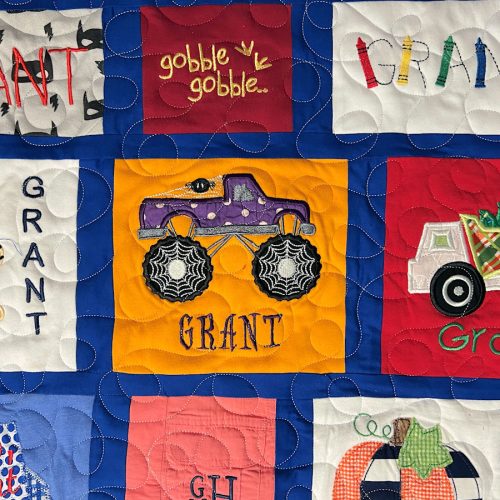 Second close up of Grants Quilt