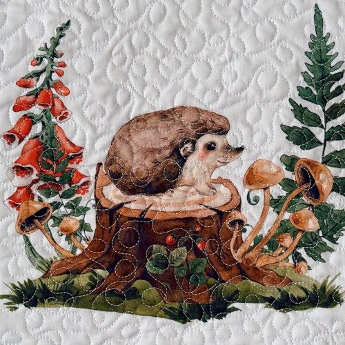 Close up of one block in wall hanging