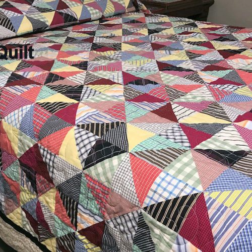 Quilt made for Melissa Puckett using shirts from her late father Bill.