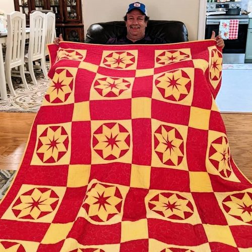 Brother Mike with his quilt