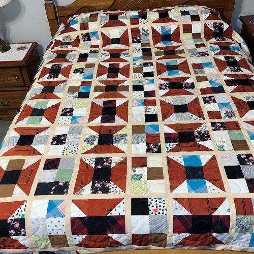 Sophia and Logan's pieced memory quilt