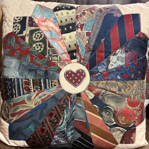 One of Jim's tie pillows