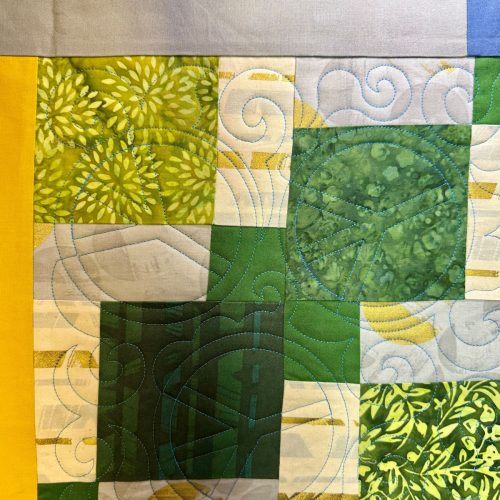 Showing the "peace" quilting design